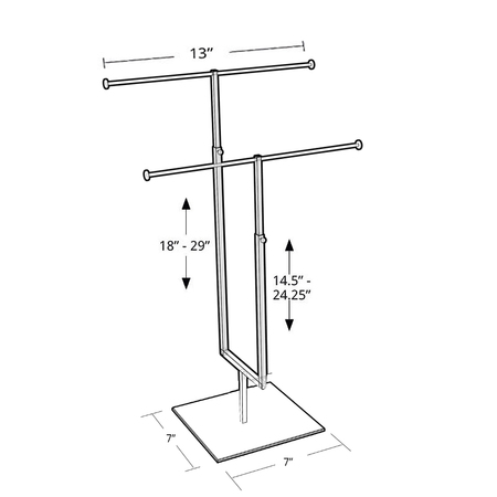 Azar Displays Two-Tier Adjustable Chrome Necklace Counter Display 300652